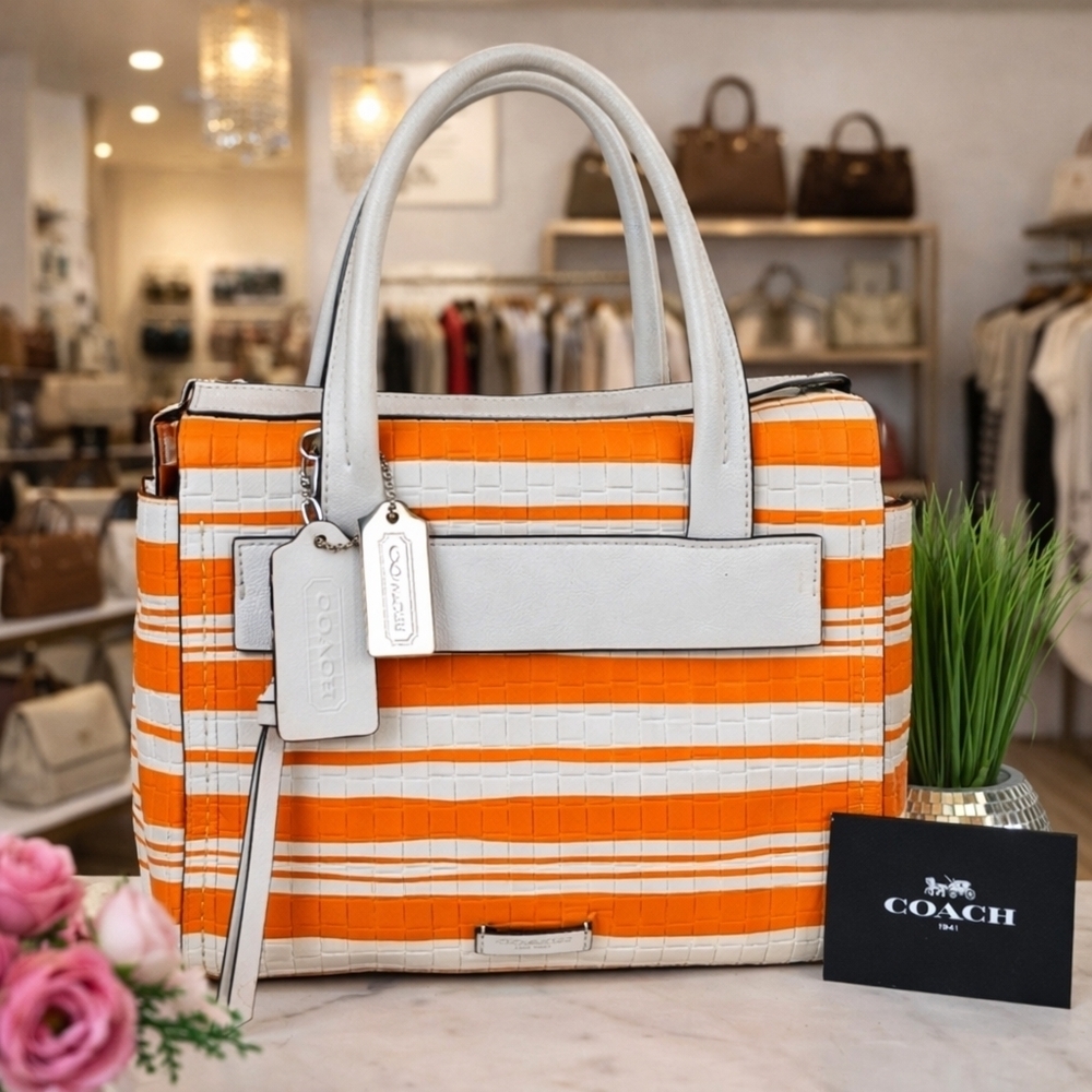 COACH BLEECKER MINI‎ CROSSBODY SHOULDER BAG RILEY CARRYALL MANDARIN WHITE PURSE